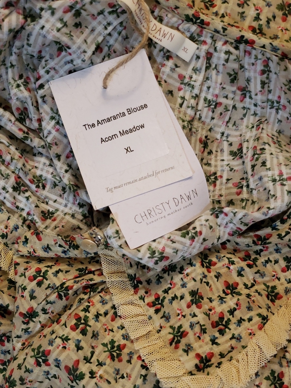 NWT Christy Dawn Amaranta Blouse In "Acorn Meadow", Size XL - Picture 14 of 14